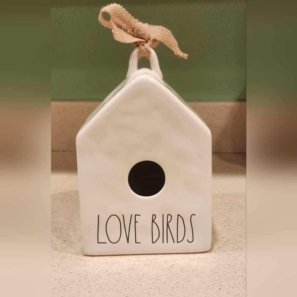 Rae Dunn ceramic "LOVE BIRDS" Birdhouse Ivory